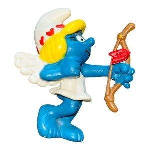 Smurfette figurine Cupid mini Smurfette Vintage. Hearts Smurfette Small figurine